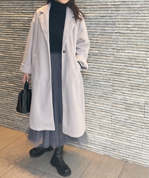 Meli rich（メリーリッチ）の「ウールタッチチェスターコート（チェスターコート・レディース・ライトグレー/ブラウン/ブルー/アイボリー・MEDIUM）」の11枚目の写真