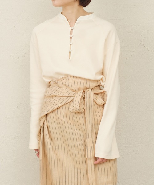 ONEME（ワンム）の「【 ONEME 】 オリエンタルヘンリープルオーバー（Tシャツ/カットソー・レディース・ブラック/ホワイト系その他・FREE）」の15枚目の写真