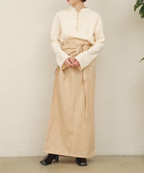 ONEME（ワンム）の「【 ONEME 】 オリエンタルヘンリープルオーバー（Tシャツ/カットソー・レディース・ブラック/ホワイト系その他・FREE）」の3枚目の写真