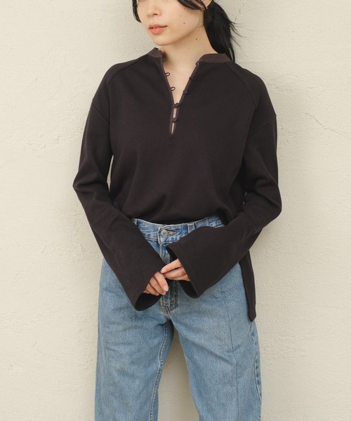 ONEME（ワンム）の「【 ONEME 】 オリエンタルヘンリープルオーバー（Tシャツ/カットソー・レディース・ブラック/ホワイト系その他・FREE）」の12枚目の写真