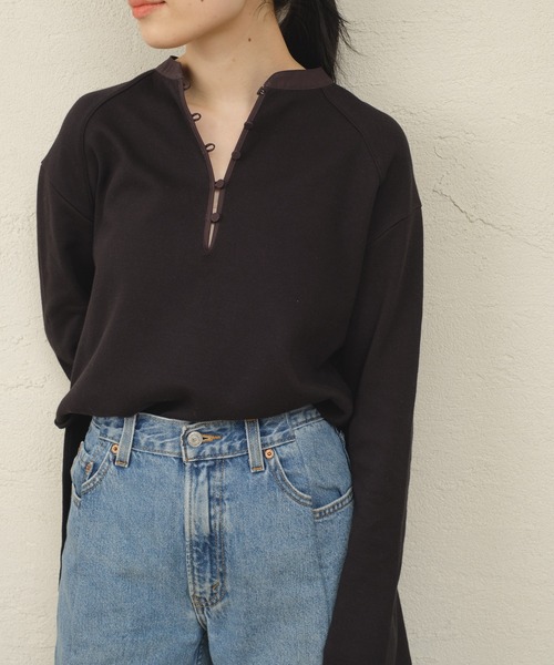 ONEME（ワンム）の「【 ONEME 】 オリエンタルヘンリープルオーバー（Tシャツ/カットソー・レディース・ブラック/ホワイト系その他・FREE）」の22枚目の写真