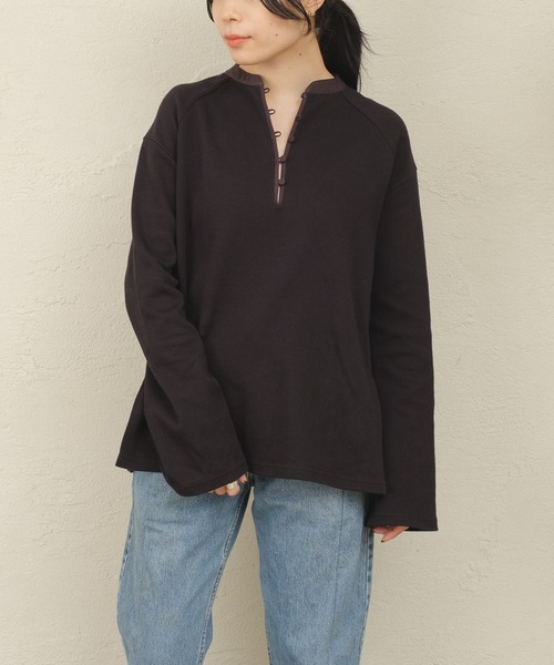 ONEME（ワンム）の「【 ONEME 】 オリエンタルヘンリープルオーバー（Tシャツ/カットソー・レディース・ブラック/ホワイト系その他・FREE）」の16枚目の写真