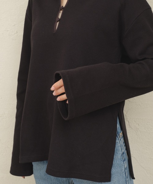 ONEME（ワンム）の「【 ONEME 】 オリエンタルヘンリープルオーバー（Tシャツ/カットソー・レディース・ブラック/ホワイト系その他・FREE）」の7枚目の写真