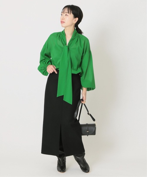 journal standard L'essage（ジャーナルスタンダードレサージュ）の「STボイル/レーヨンフラワーボウタイブラウス◆（シャツ/ブラウス・レディース・ネイビー/ナチュラル/グリーン系その他・FREE）」の14枚目の写真