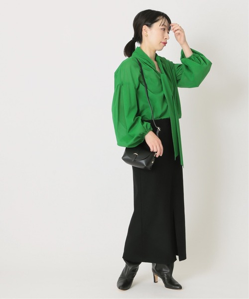 journal standard L'essage（ジャーナルスタンダードレサージュ）の「STボイル/レーヨンフラワーボウタイブラウス◆（シャツ/ブラウス・レディース・ネイビー/ナチュラル/グリーン系その他・FREE）」の5枚目の写真