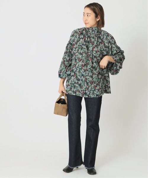 journal standard L'essage（ジャーナルスタンダードレサージュ）の「STボイル/レーヨンフラワーボウタイブラウス◆（シャツ/ブラウス・レディース・ネイビー/ナチュラル/グリーン系その他・FREE）」の6枚目の写真