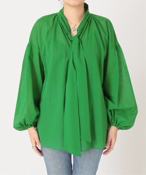 journal standard L'essage（ジャーナルスタンダードレサージュ）の「STボイル/レーヨンフラワーボウタイブラウス◆（シャツ/ブラウス・レディース・ネイビー/ナチュラル/グリーン系その他・FREE）」の17枚目の写真