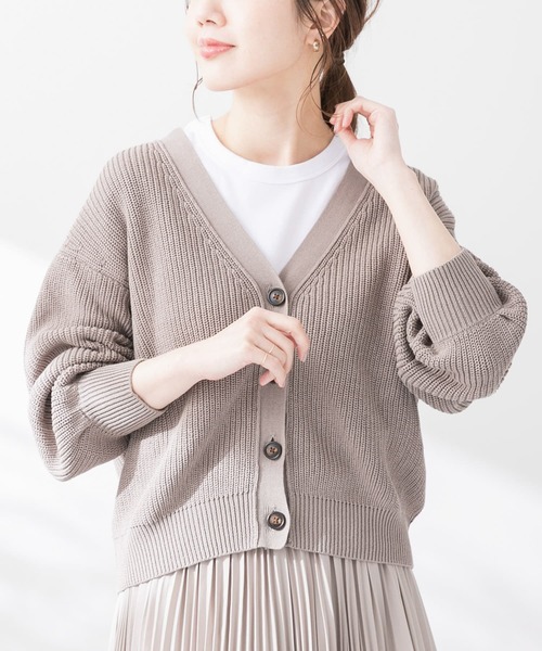 URBAN RESEARCH Sonny Label（アーバンリサーチサニーレーベル）の「バンブーコットンショートカーディガン2（カーディガン/ボレロ・レディース・オフホワイト/ベージュ系その他/グリーン系その他/ブラック・FREE）」の3枚目の写真