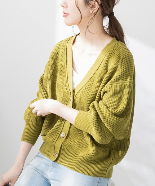 URBAN RESEARCH Sonny Label（アーバンリサーチサニーレーベル）の「バンブーコットンショートカーディガン2（カーディガン/ボレロ・レディース・オフホワイト/ベージュ系その他/グリーン系その他/ブラック・FREE）」の4枚目の写真