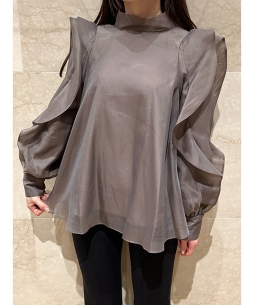 SNIDEL(スナイデル)の「オーガンシースルーブラウス(シャツ/ブラウス・レディース・ラベンダー/ベージュ系その他/オフホワイト/ネイビー・FREE)」の3枚目の写真