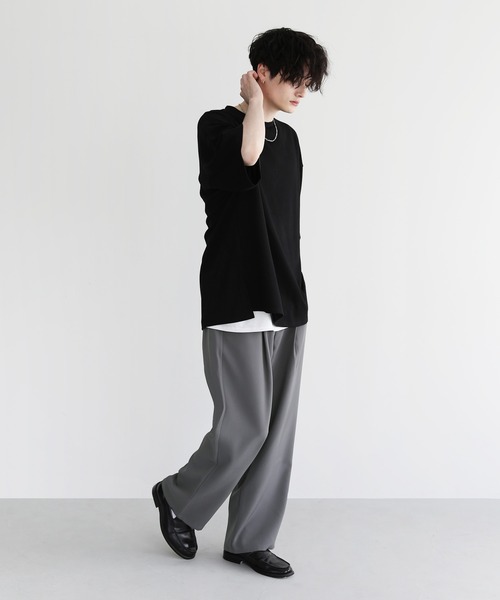 LILL（リル）の「ポリトロディープタック リラクシングスラックスパンツ（スラックス・メンズ・ブラック/オフホワイト/チャコールグレー・L/S/XL/M）」の9枚目の写真