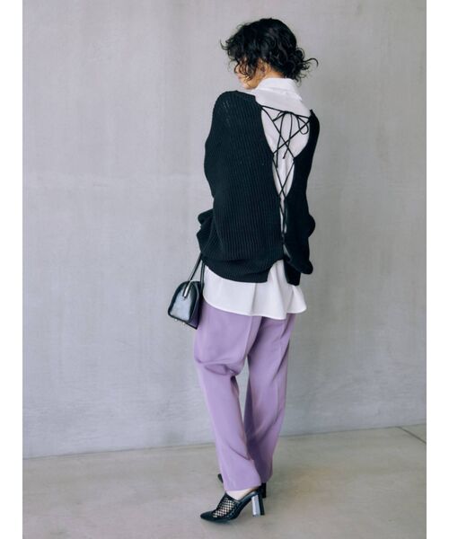 EVRIS（エヴリス）の「コードベルトルーズテーパードパンツ（その他パンツ・レディース・パープル/ブラック/アイボリー・SMALL/MEDIUM）」の15枚目の写真