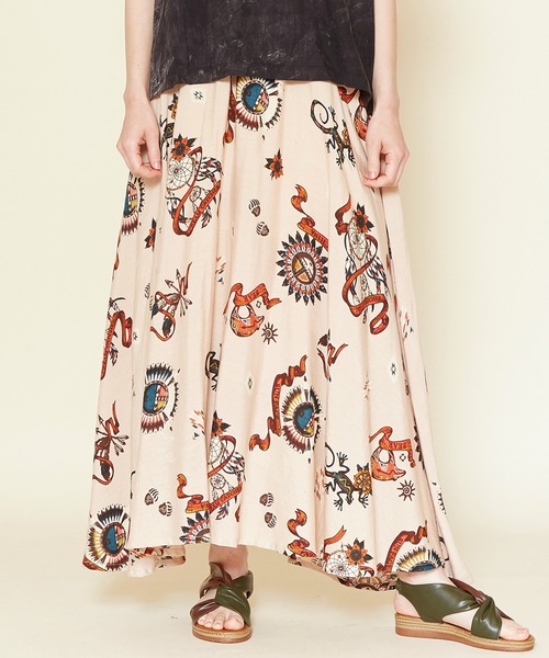 チャイハネ（チャイハネ）の「【チャイハネ】サンティーロングスカート（スカート・レディース・ターコイズブルー/パープル/カーキ/ブラック/ベージュ・FREE）」の3枚目の写真