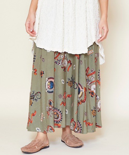 チャイハネ（チャイハネ）の「【チャイハネ】サンティーロングスカート（スカート・レディース・ターコイズブルー/パープル/カーキ/ブラック/ベージュ・FREE）」の4枚目の写真