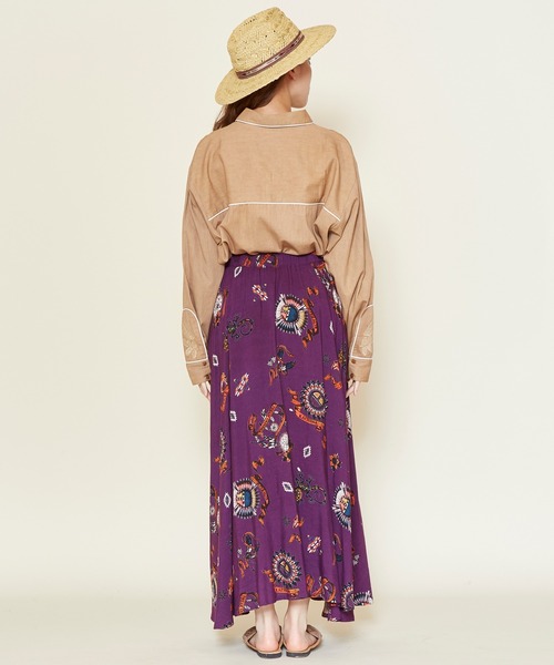 チャイハネ（チャイハネ）の「【チャイハネ】サンティーロングスカート（スカート・レディース・ターコイズブルー/パープル/カーキ/ブラック/ベージュ・FREE）」の11枚目の写真