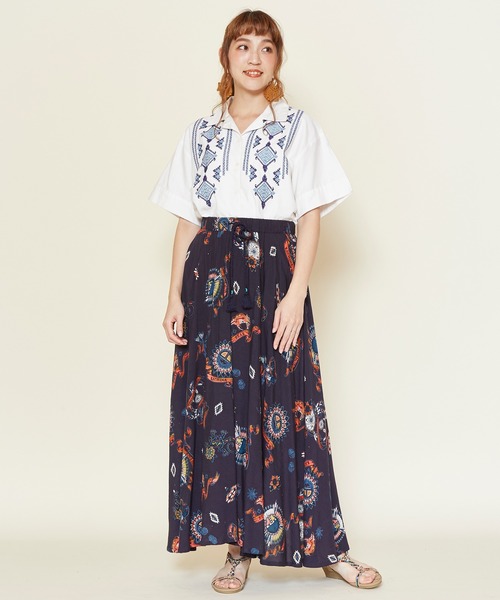 チャイハネ（チャイハネ）の「【チャイハネ】サンティーロングスカート（スカート・レディース・ターコイズブルー/パープル/カーキ/ブラック/ベージュ・FREE）」の14枚目の写真