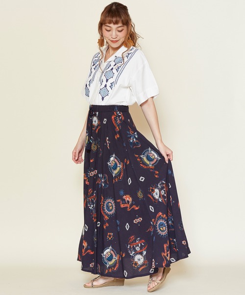 チャイハネ（チャイハネ）の「【チャイハネ】サンティーロングスカート（スカート・レディース・ターコイズブルー/パープル/カーキ/ブラック/ベージュ・FREE）」の15枚目の写真