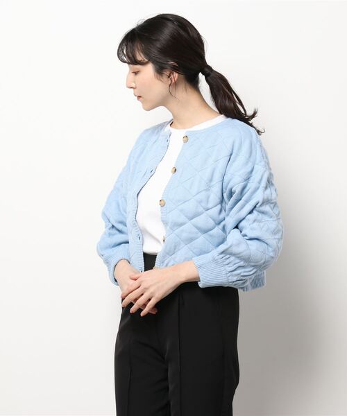 ehka sopo（エヘカソポ）の「キルティングニットカーディガン（カーディガン/ボレロ・レディース・オフホワイト/グリーン/サックスブルー/ベージュ・ﾌﾘ-）」の7枚目の写真