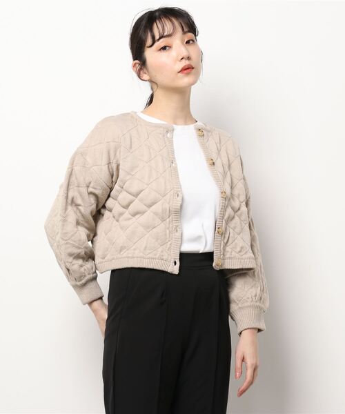 ehka sopo（エヘカソポ）の「キルティングニットカーディガン（カーディガン/ボレロ・レディース・オフホワイト/グリーン/サックスブルー/ベージュ・ﾌﾘ-）」の8枚目の写真