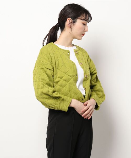 ehka sopo（エヘカソポ）の「キルティングニットカーディガン（カーディガン/ボレロ・レディース・オフホワイト/グリーン/サックスブルー/ベージュ・ﾌﾘ-）」の10枚目の写真