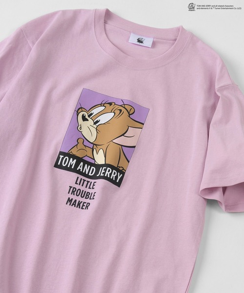 Tom&Jerry(トムアンドジェリー)の「【TOM&JERRY/トムとジェリー】BOXイラスト&レトログラフィックプリント Tシャツ/ 半袖Tシャツ(Tシャツ/カットソー・レディース・ホワイト/ブラック/ダークグリーン/ベージュ/ネイビー/オフホワイト/ライトパープル/グレイッシュベージュ・M/L)」の8枚目の写真