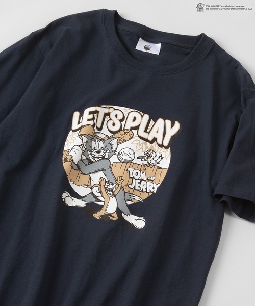 Tom&Jerry(トムアンドジェリー)の「【TOM&JERRY/トムとジェリー】BOXイラスト&レトログラフィックプリント Tシャツ/ 半袖Tシャツ(Tシャツ/カットソー・レディース・ホワイト/ブラック/ダークグリーン/ベージュ/ネイビー/オフホワイト/ライトパープル/グレイッシュベージュ・M/L)」の7枚目の写真