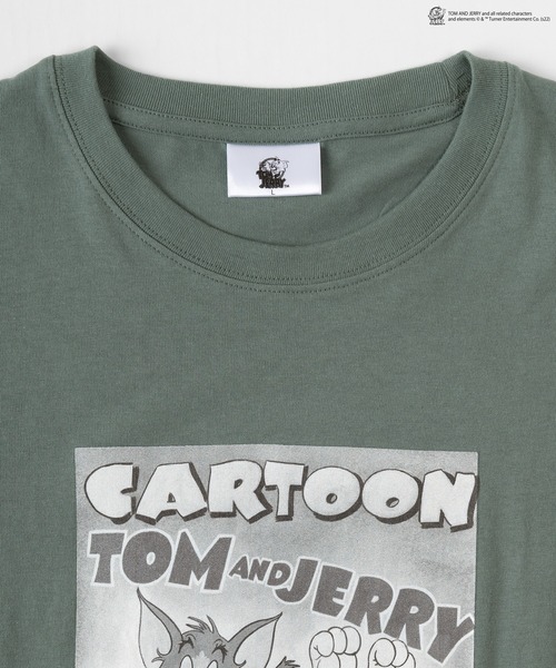 Tom&Jerry(トムアンドジェリー)の「【TOM&JERRY/トムとジェリー】BOXイラスト&レトログラフィックプリント Tシャツ/ 半袖Tシャツ(Tシャツ/カットソー・レディース・ホワイト/ブラック/ダークグリーン/ベージュ/ネイビー/オフホワイト/ライトパープル/グレイッシュベージュ・M/L)」の12枚目の写真