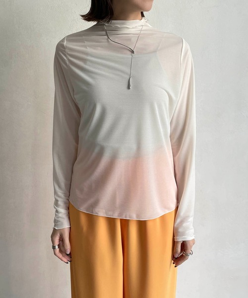 CAPRICIEUX LE'MAGE（カプリシューレマージュ）の「シースルーハイネックTシャツ（Tシャツ/カットソー・レディース・チャコールグレー/ホワイト系その他・FREE）」の22枚目の写真