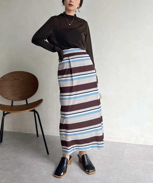 CAPRICIEUX LE'MAGE（カプリシューレマージュ）の「シースルーハイネックTシャツ（Tシャツ/カットソー・レディース・チャコールグレー/ホワイト系その他・FREE）」の11枚目の写真