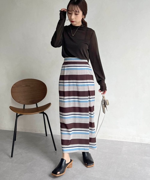 CAPRICIEUX LE'MAGE（カプリシューレマージュ）の「シースルーハイネックTシャツ（Tシャツ/カットソー・レディース・チャコールグレー/ホワイト系その他・FREE）」の12枚目の写真