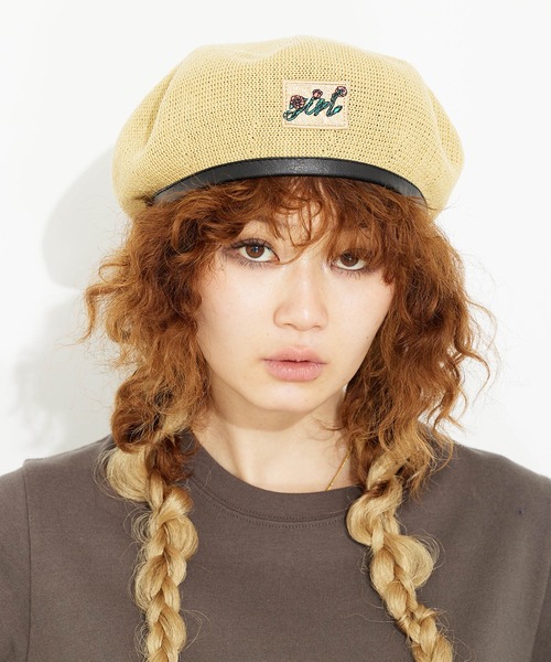X-girl（エックスガール）の「SUMMER BERET（ハンチング/ベレー帽・レディース・ブラック/ベージュ・ONE SIZE）」の6枚目の写真