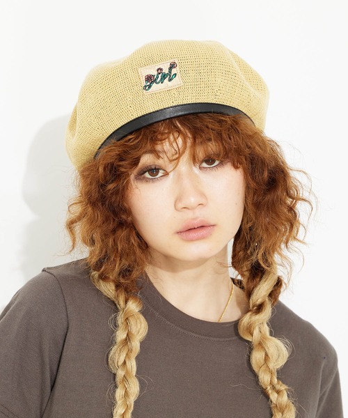 X-girl（エックスガール）の「SUMMER BERET（ハンチング/ベレー帽・レディース・ブラック/ベージュ・ONE SIZE）」の7枚目の写真