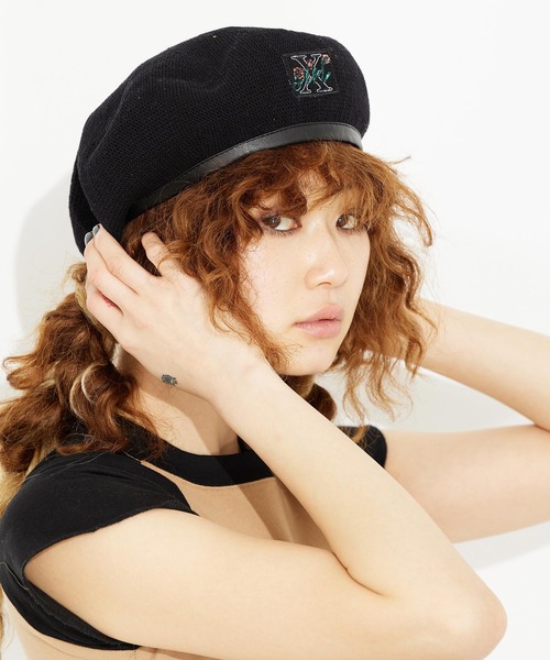 X-girl（エックスガール）の「SUMMER BERET（ハンチング/ベレー帽・レディース・ブラック/ベージュ・ONE SIZE）」の11枚目の写真