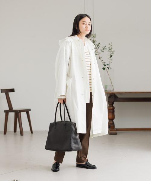 collex（コレックス）の「微撥水フード取り外しコート（ステンカラーコート・レディース・ブラック/ベージュ/オフホワイト・フリー）」の2枚目の写真