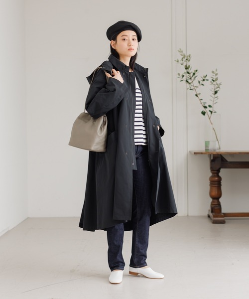 collex（コレックス）の「微撥水フード取り外しコート（ステンカラーコート・レディース・ブラック/ベージュ/オフホワイト・フリー）」の4枚目の写真