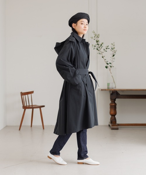 collex（コレックス）の「微撥水フード取り外しコート（ステンカラーコート・レディース・ブラック/ベージュ/オフホワイト・フリー）」の6枚目の写真