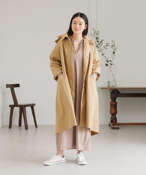 collex（コレックス）の「微撥水フード取り外しコート（ステンカラーコート・レディース・ブラック/ベージュ/オフホワイト・フリー）」の11枚目の写真