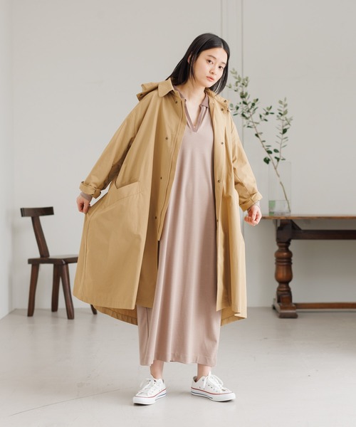 collex（コレックス）の「微撥水フード取り外しコート（ステンカラーコート・レディース・ブラック/ベージュ/オフホワイト・フリー）」の12枚目の写真