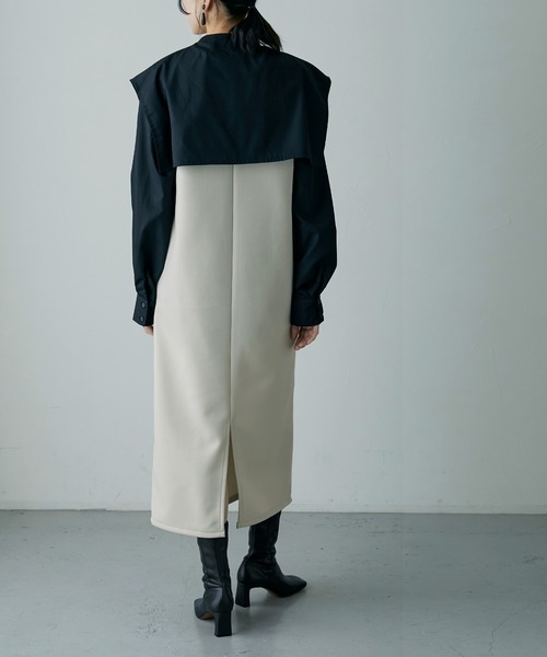 etoll.（エトル）の「Vネック ポンチ ロングワンピース（ワンピース・レディース・ブラック/グレイッシュベージュ/アイボリー/モカ・M）」の12枚目の写真