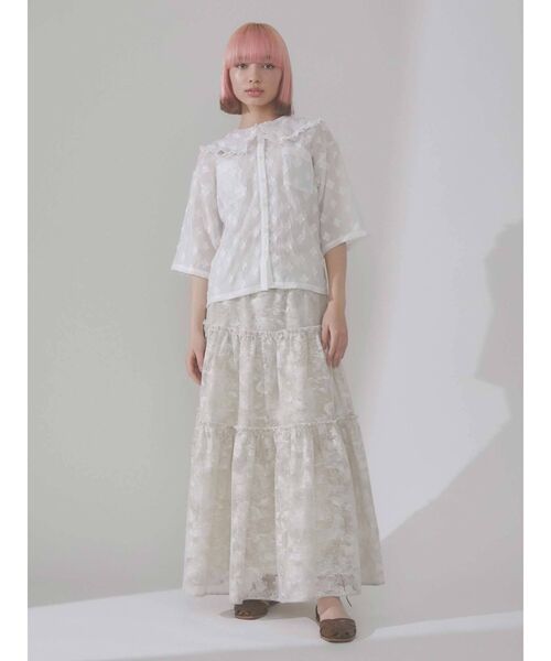 merry jenny（メリージェニー）の「フリルカラーおはなシアーブラウス（シャツ/ブラウス・レディース・ブラック/オフホワイト・FREE）」の9枚目の写真