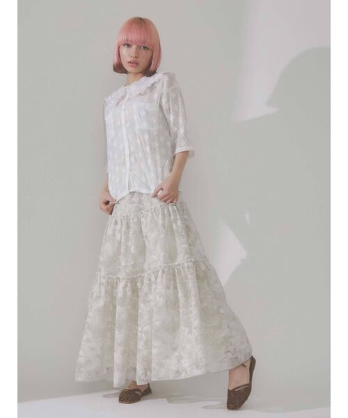 merry jenny（メリージェニー）の「フリルカラーおはなシアーブラウス（シャツ/ブラウス・レディース・ブラック/オフホワイト・FREE）」の11枚目の写真