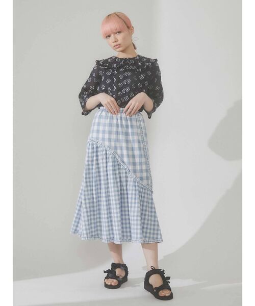 merry jenny（メリージェニー）の「フリルカラーおはなシアーブラウス（シャツ/ブラウス・レディース・ブラック/オフホワイト・FREE）」の15枚目の写真