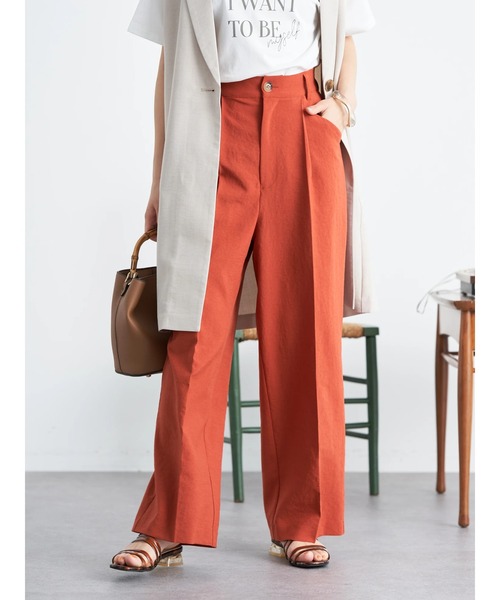 earth music&ecology(アースミュージックアンドエコロジー)の「ストレートワイドパンツ(その他パンツ・レディース・テラコッタ/オリーブ/ライトベージュ・S/M)」の8枚目の写真