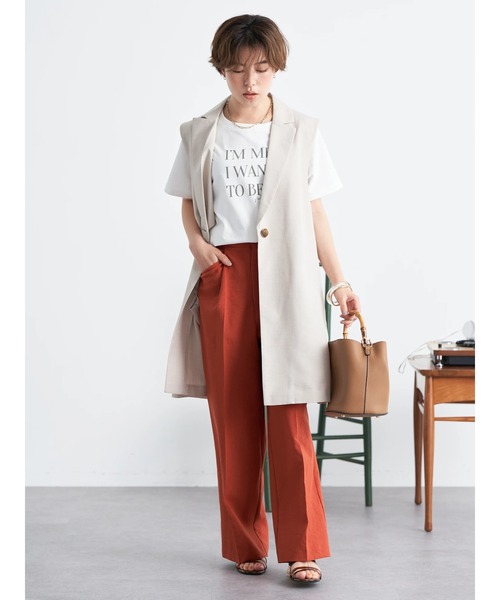 earth music&ecology(アースミュージックアンドエコロジー)の「ストレートワイドパンツ(その他パンツ・レディース・テラコッタ/オリーブ/ライトベージュ・S/M)」の12枚目の写真