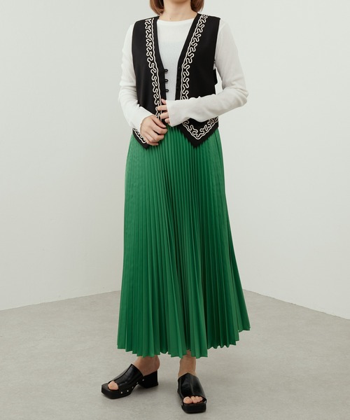 Lui's（ルイス）の「撥水アコーディオンプリーツスカート（スカート・レディース・グリーン/ブラック/イエロー・FREE）」の5枚目の写真