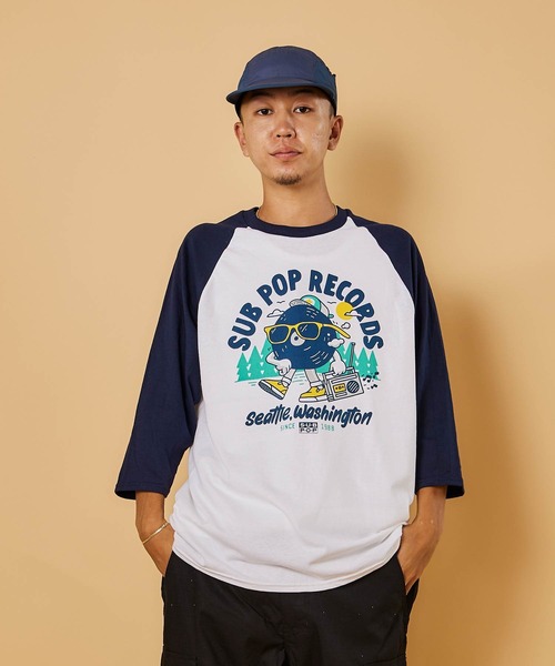 SUB POP(サブポップ)の「3/4 BASEBALL TEE "BIG LEAGUE"/ 3/4 ベースボール T "ビッグ リーグ”(Tシャツ/カットソー・メンズ・ホワイト×ネイビー・MEDIUM/LARGE/X-LARGE)」の6枚目の写真