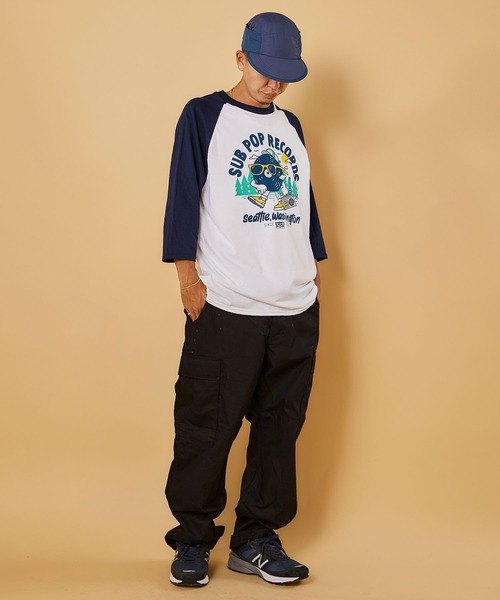 SUB POP(サブポップ)の「3/4 BASEBALL TEE "BIG LEAGUE"/ 3/4 ベースボール T "ビッグ リーグ”(Tシャツ/カットソー・メンズ・ホワイト×ネイビー・MEDIUM/LARGE/X-LARGE)」の3枚目の写真