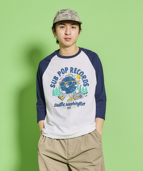 SUB POP(サブポップ)の「3/4 BASEBALL TEE "BIG LEAGUE"/ 3/4 ベースボール T "ビッグ リーグ”(Tシャツ/カットソー・メンズ・ホワイト×ネイビー・MEDIUM/LARGE/X-LARGE)」の9枚目の写真