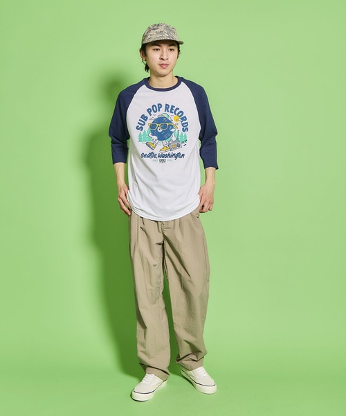 SUB POP(サブポップ)の「3/4 BASEBALL TEE "BIG LEAGUE"/ 3/4 ベースボール T "ビッグ リーグ”(Tシャツ/カットソー・メンズ・ホワイト×ネイビー・MEDIUM/LARGE/X-LARGE)」の7枚目の写真
