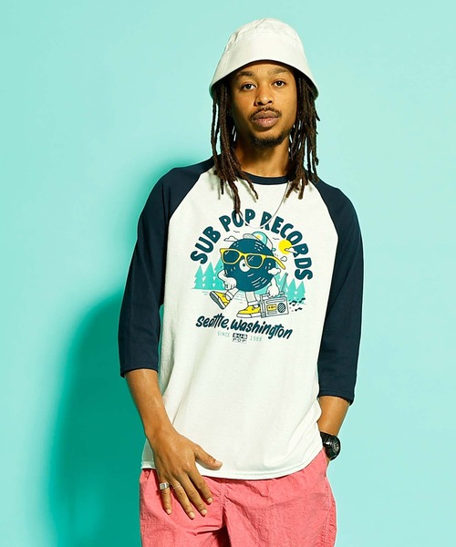SUB POP(サブポップ)の「3/4 BASEBALL TEE "BIG LEAGUE"/ 3/4 ベースボール T "ビッグ リーグ”(Tシャツ/カットソー・メンズ・ホワイト×ネイビー・MEDIUM/LARGE/X-LARGE)」の14枚目の写真